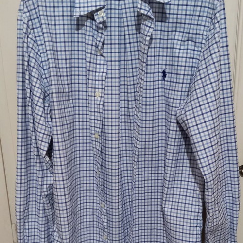 Ralph Lauren Medium shirt, stretch fit Oxford, white and blue