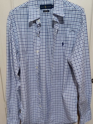 Ralph Lauren Medium shirt, stretch fit Oxford, white and blue