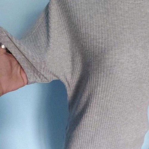 Ριπςέν φόρεμα H&M με πέφτουσα μανίκι σαν καινούργιο, one size, γκρι