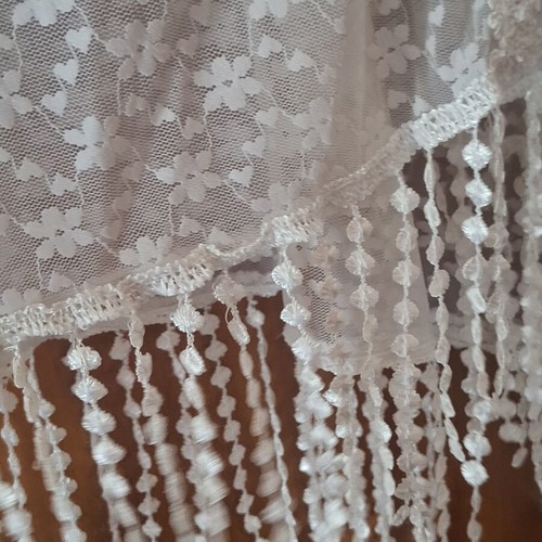 White women's perforated kimono tunic with floral lace pattern like new