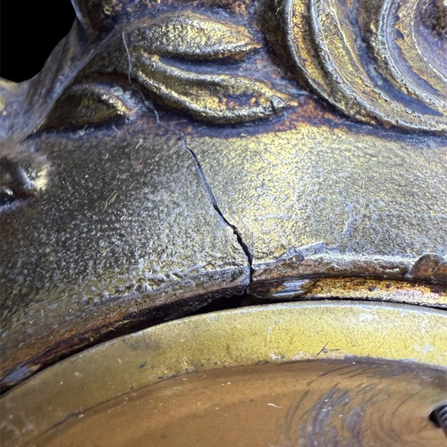 Bronze Table Clock with Baroque Decoration used, West Germany Mechanism