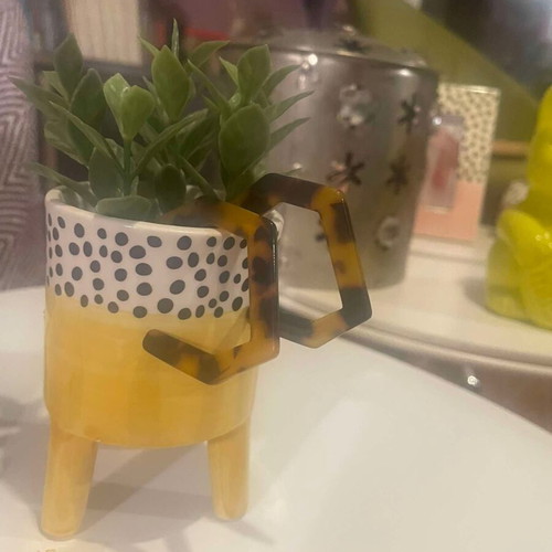 Mango polygonal earrings in tortoise color like new
