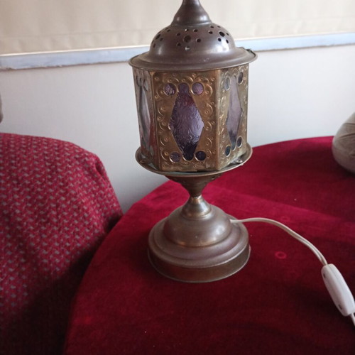 Brass table lamp used, height 0.34 m