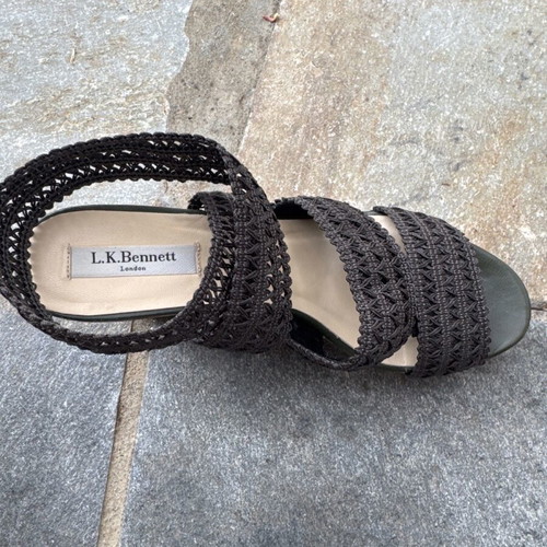 L.K. Bennett khaki wedge sandals like new, size 39