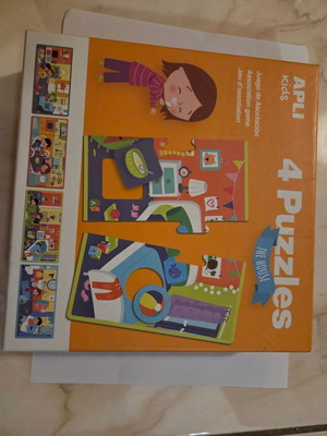 Apli Educational Puzzle Set used, house theme, 4 puzzles