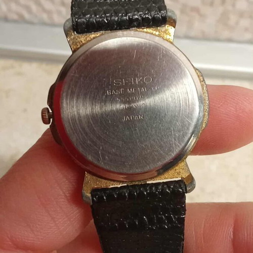 Seiko watch used with black leather strap men's