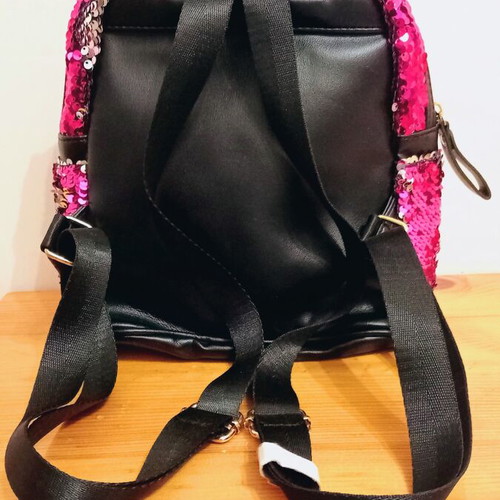 Backpack with color-changing sequins, new, pink and silver