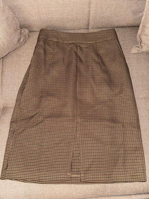 Checked pencil office skirt new, size XS, beige brown