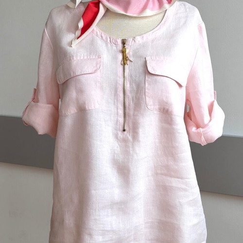 Ellen Tracy linen tunic in pale pink like new, size M