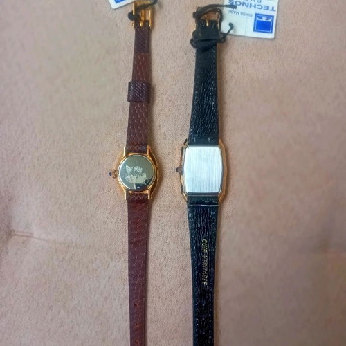 Technos Swiss wristwatch set Tank and Ellipse, NOS