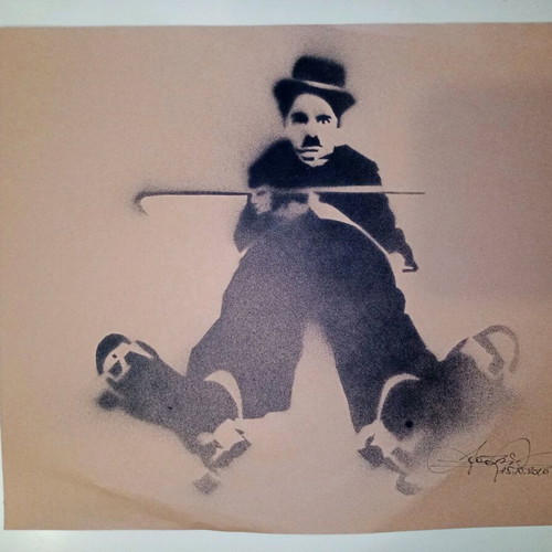 Charlot Charlie Chaplin stencil art like new, 24x29cm
