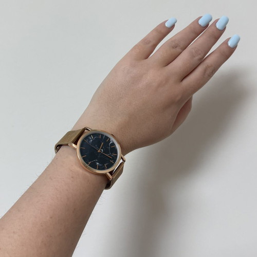 Minimalist watch new, stainless steel rose gold black marble unisex