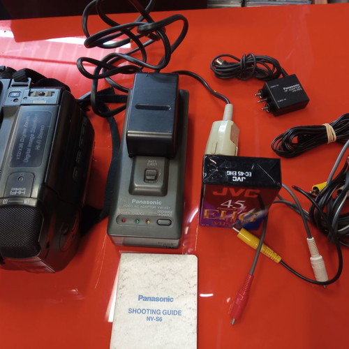 Panasonic VHS-C NV-S6 camera used with charger and cables
