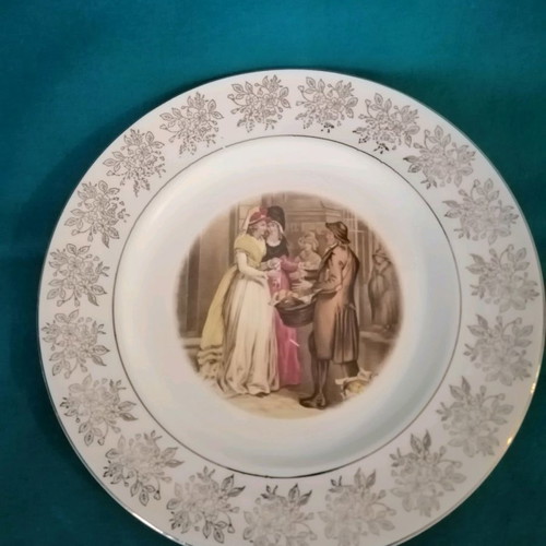 Sofafils porcelain decorative plate with Victorian scene, 1970s
