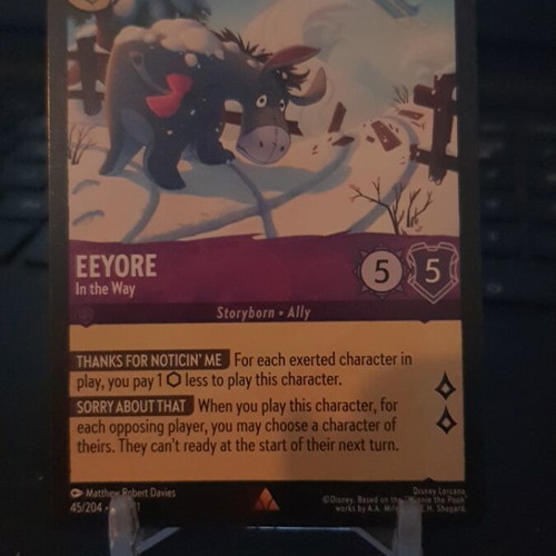 Eeyore In The Way 45/204 Rare Winterspell Disney Lorcana TCG card like new