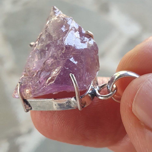Amethyst pendant silver plated, new