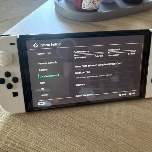 Nintendo Switch console with 128GB memory card