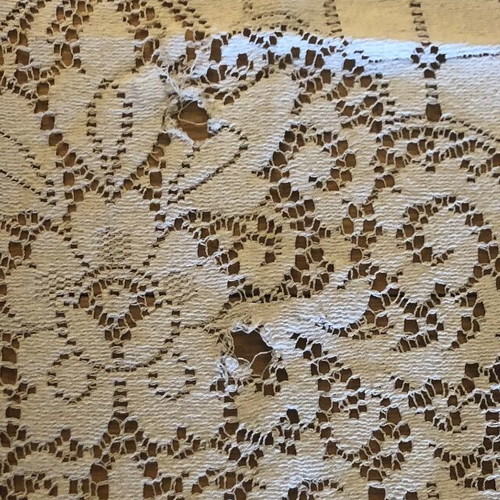 Vintage ecru tablecloth 150x200cm machine lace used