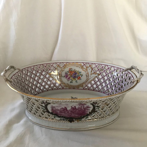 Royal Vienna porcelain basket used, hand-painted