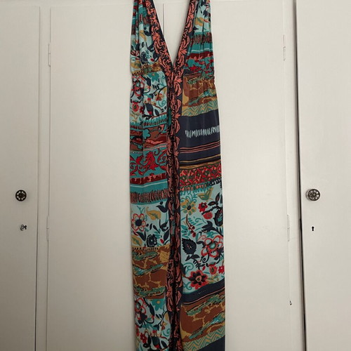 Maxi summer dress Pink P with colorful print, like new