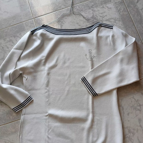 Women's blouse nautical style thin knit white size S like new