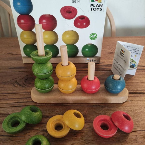 Plan Toys Eco Wooden Sort & Count Stacking Toy like new