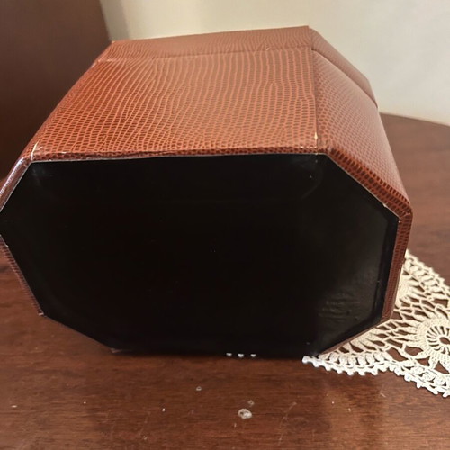 Vintage jewelry box used with mirror and key brown