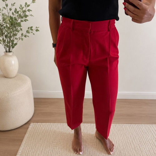 Zara red high-waisted pants medium like new