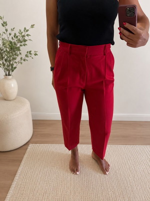 Zara red high-waisted pants medium like new