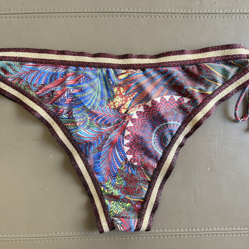 Alice Beachwear bikini bottom medium with adjustable cord like new, blue and red