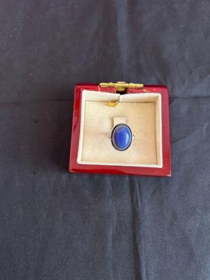 Silver vintage ring with blue stone used