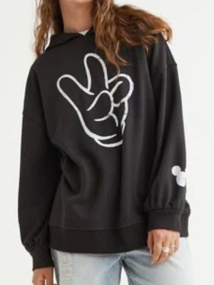 H&M Disney oversized φούτερ με κουκούλα σε μαύρο, μέγεθος XS