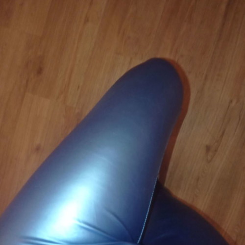 Metallic blue leggings pants new, size S