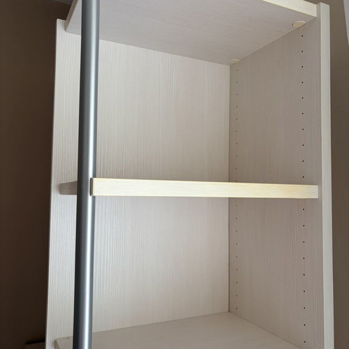 Neoset bookshelf used, white wood and metal, 6 shelves