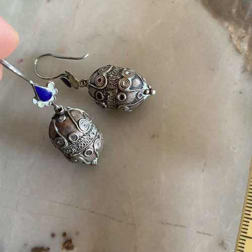 Handmade silver earrings used