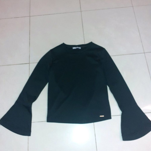White 22 blouse black, size small, like new with bell sleeves