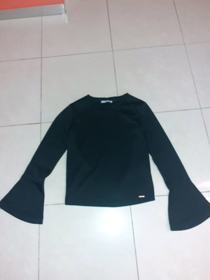 White 22 blouse black, size small, like new with bell sleeves