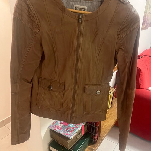 Pull & Bear leather jacket used, brown, size S