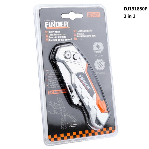 Finder 3 in 1 folding utility knife new with ergonomic handle