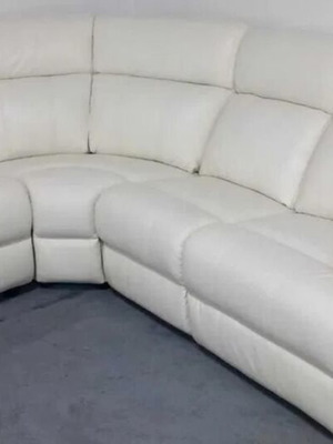 Light cream corner sofa with electric relax mechanism new, genuine leather