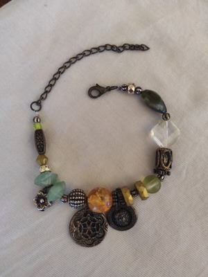 Boho vintage bracelet with beads and metal elements