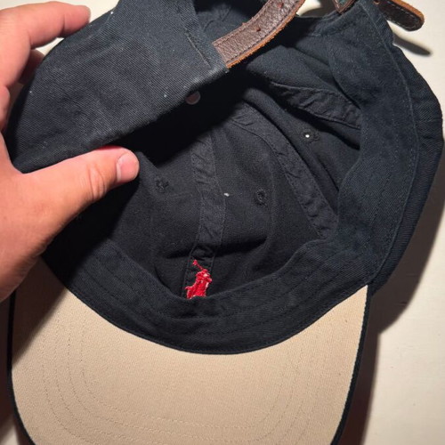 Polo by Ralph Lauren hat black with leather strap, new