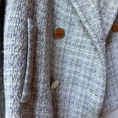 Zara short jacket like new, size Large, white and gray