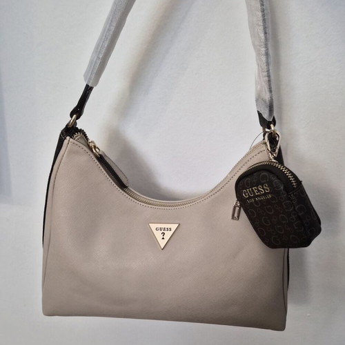 Guess Emerie Hobo shoulder bag new, beige multi with pouch