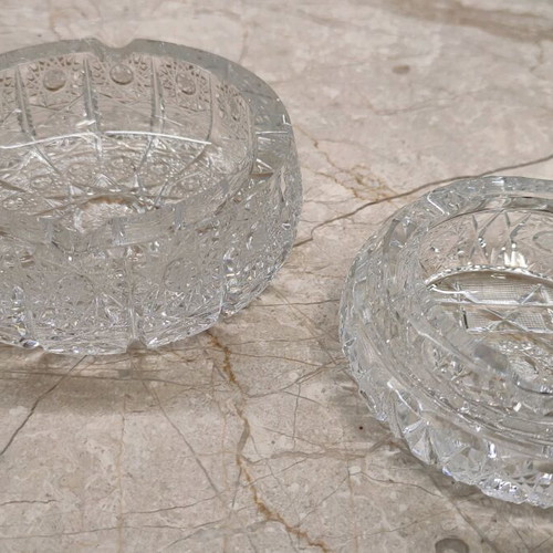 Handmade Bohemian Crystal Ashtrays like new, set of 2 pieces