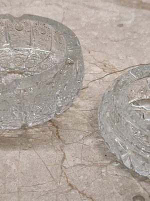 Handmade Bohemian Crystal Ashtrays like new, set of 2 pieces