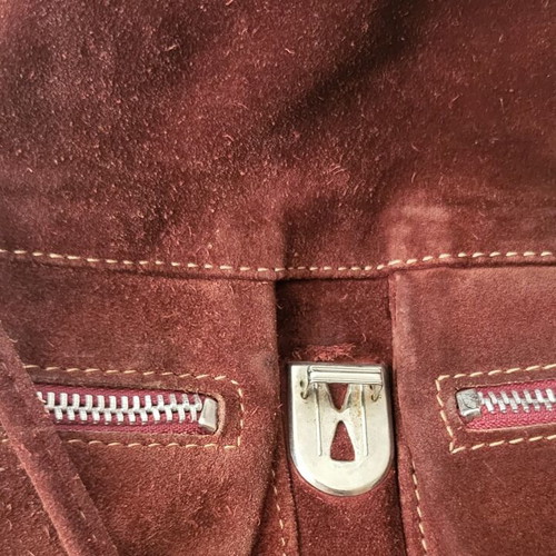 Thiros vintage suede leather backpack like new, brown and red