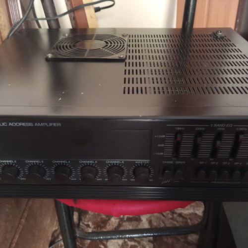 Inter-M PA-4000 amplifier used, 120W, 6 mic inputs, 5 zones
