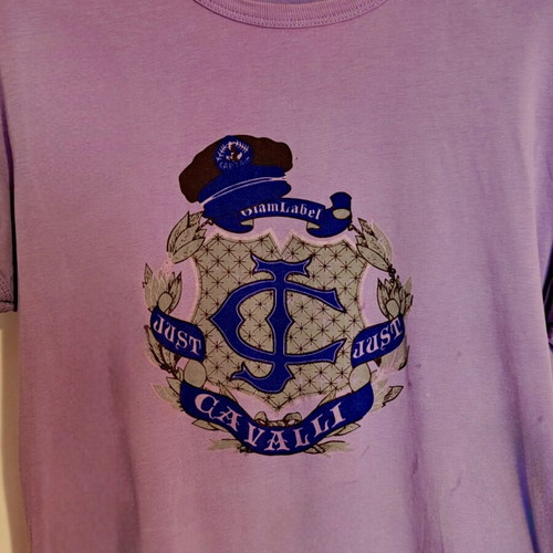 Just Cavalli Vintage men's sailor print T-shirt like new, size M, purple