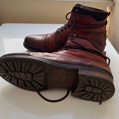Aldo leather boots like new, brown, size 43.5